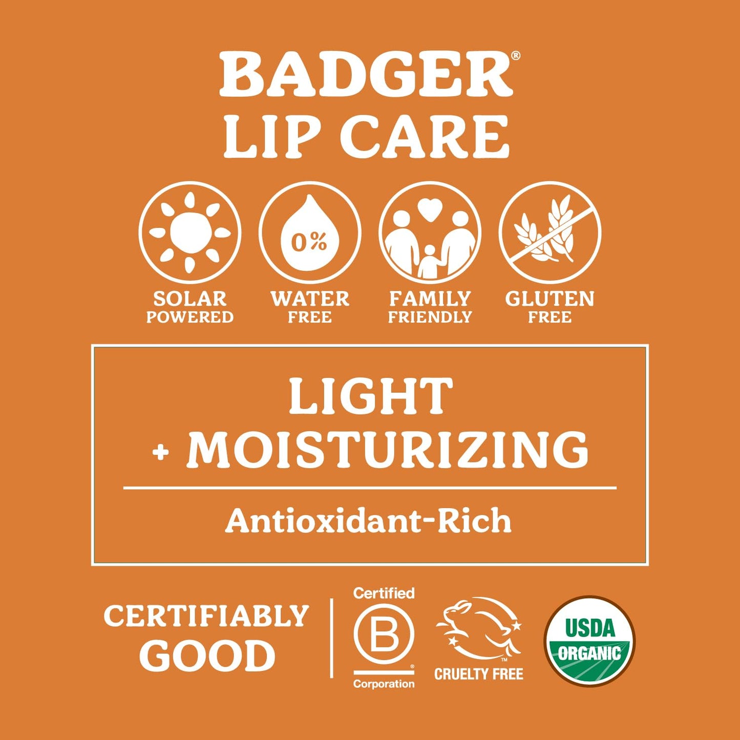 Badger Lavender Orange Classic Lip Balm, 100% Organic Balm, Long Lasting Lip Care w/Light Silky Texture, Uplifting Orange & Calming Lavender Lip Balm, 4 Pack