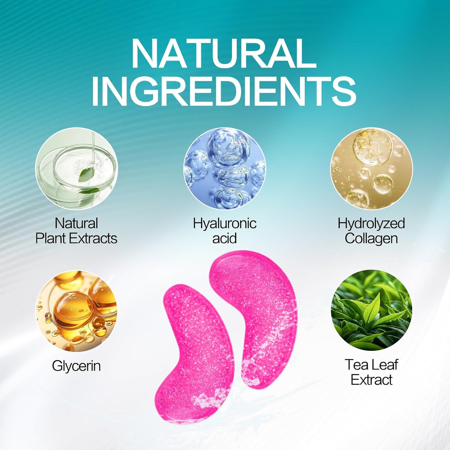 Under Eye Patches - 24 Pairs Natural Plant Extracts Eye Mask for Reduces Puffiness and Dark Circles Facial Anti-Aging, Hyaluronic Acid Eye Gel