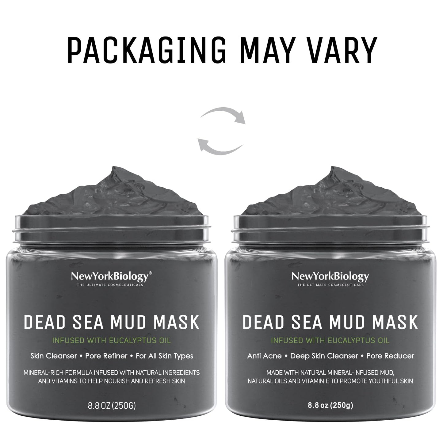 New York Biology Dead Sea Mud Mask for Face and Body | with Eucalyptus | Spa Quality Pore Refiner for Oily Skin | Natural Skincare for Women & Men | Tighten Skin for A Healthier Complexion | 8.8 oz