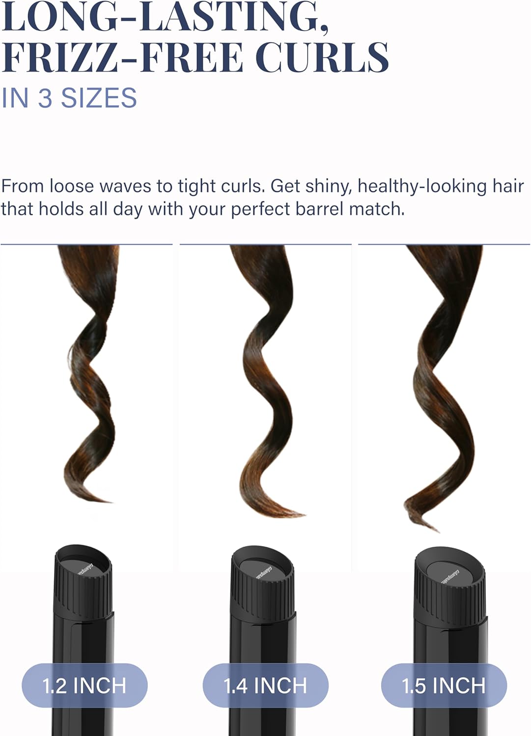 GLAMPALM Professional Curling Iron 1.4" - Long Barrel Ceramic Hair Curler for Women, Korea's No.1 Salon Hot Tool, 5 Temps & 30s Heat-up, 3D Swivel Cord & Dual Voltage, Black (GP628) (1.4")