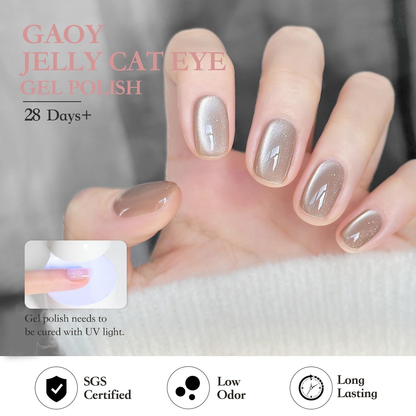 GAOY Forest Sunset Cat Eye Gel Nail Polish Set with Magnet for Holographic Cat Eye, Salon Gel Manicure and Nail Art DIY at Home