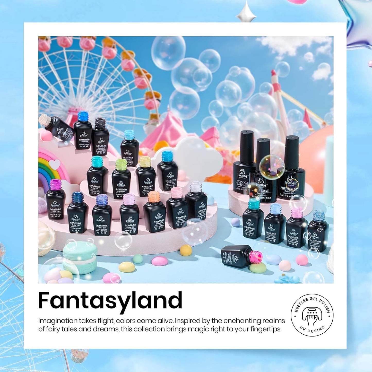 Beetles Gel Nail Polish Set- 23Pcs Color Gel Polish with Base Gel Top Coat Bright Colors, Gel Polish Kit Blue Pink Purple Orange Green Glitter Soak Off Uv Led Trendy Rainbow Nail Art