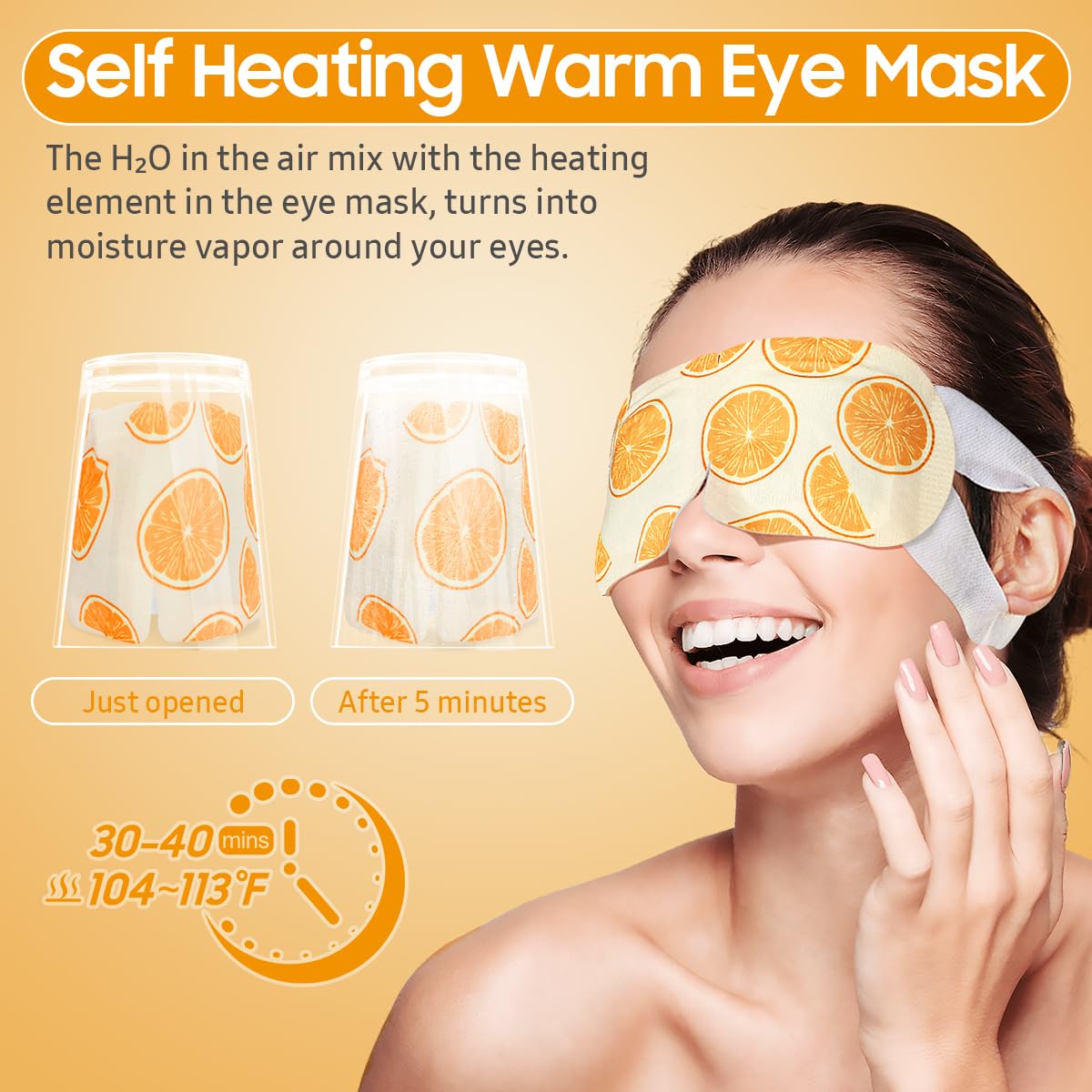 Steam Eye Mask, 10 Packs Heated Eye Mask, Self Heating Disposable SPA Warm Compress for Eyes Sleep Mask, Soothing Moist Heat Eye Masks, Travel Essentials & Relaxation Gifts (Orange Scent)