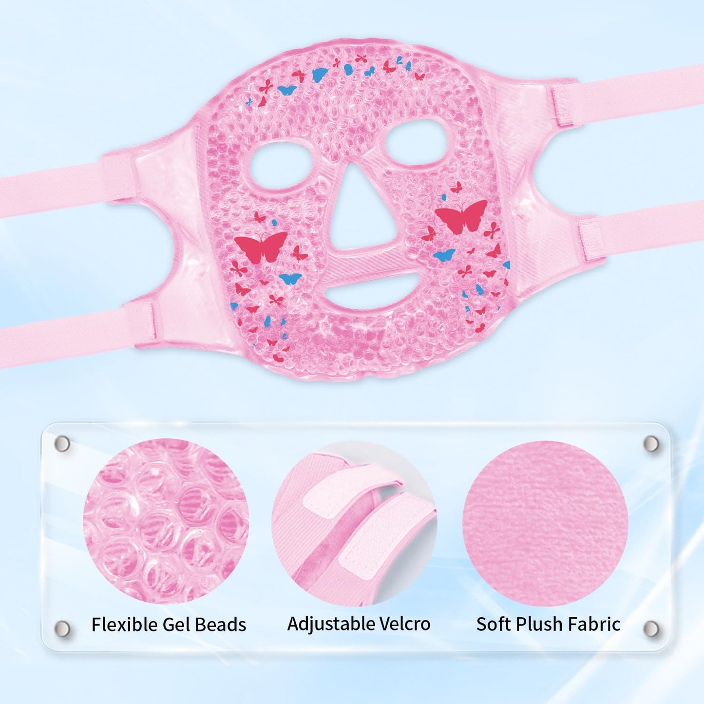 Cold Face Eye Masks Ice Face Mask Hot Cold Compress for Dark Circles, Puffiness, Migraines, Headache, Stress, Redness, Cooling Face Masks for Women Man, Skin Care