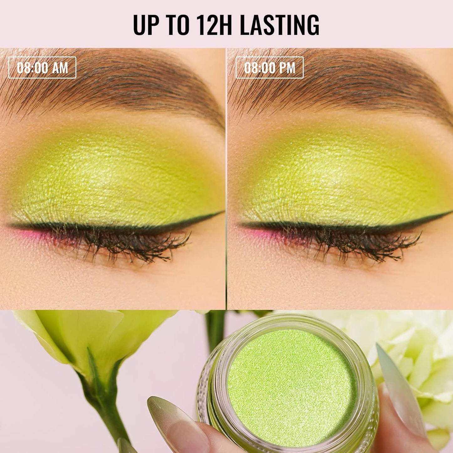 Oulac Cream Eyeshadow also for Highlighter Large Capacity Highly Pigmented Eye Shadow Waterproof &Long Lasting with Moisturizing Formula, Shimmer Glitter Eye Makeup Set 2