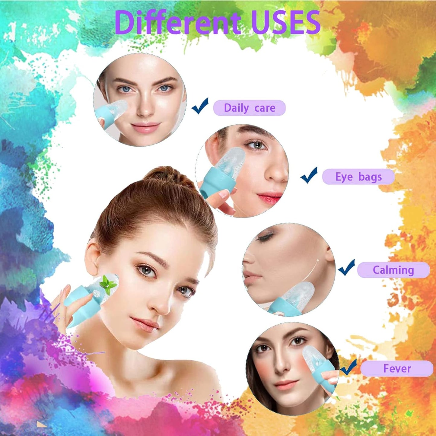 Ice Roller for Face and Eye, Ice face roller,Gua Sha Facial Tools, Facial ice roller, Skin Care Tools,Ice mold for face… (blue-eyes)