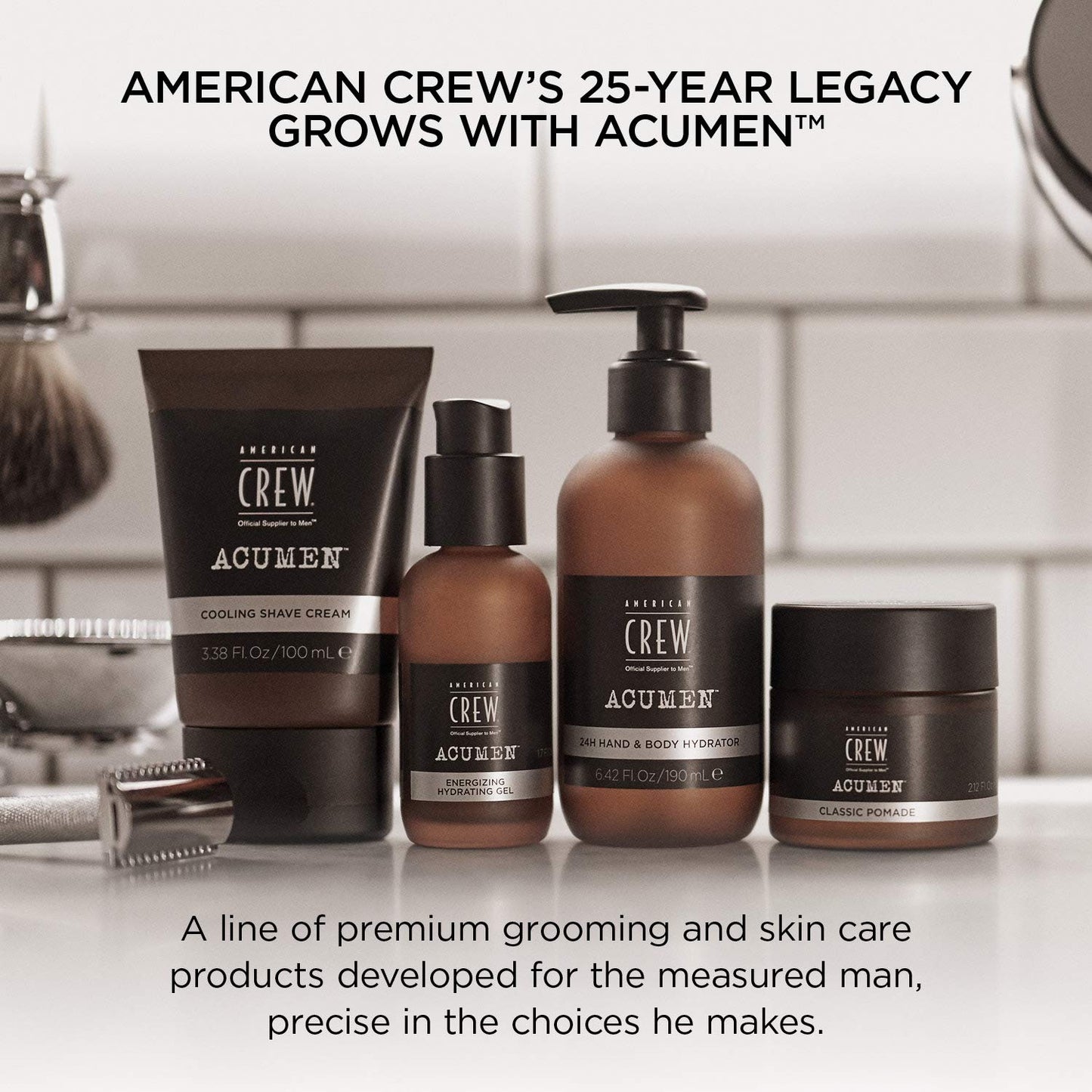 American Crew Men's Moisturizing Gel and Essential Travel Kit with Shampoo, Shave Cream, Gel by American Crew Acumen