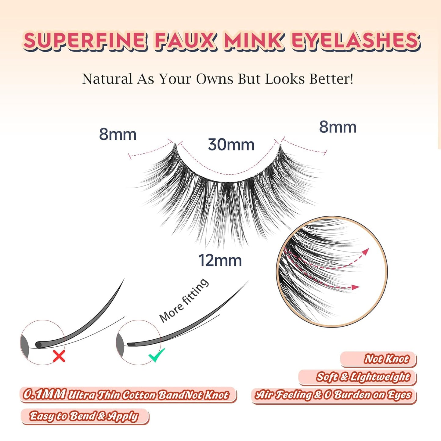 Lashes Wispy False Eyelashes Natural Volume Fluffy Lashes 12MM Strip Eyelashes with Thin Band C Curl Eyelashes False Eye Lashes Pack 7 Pair Siligli