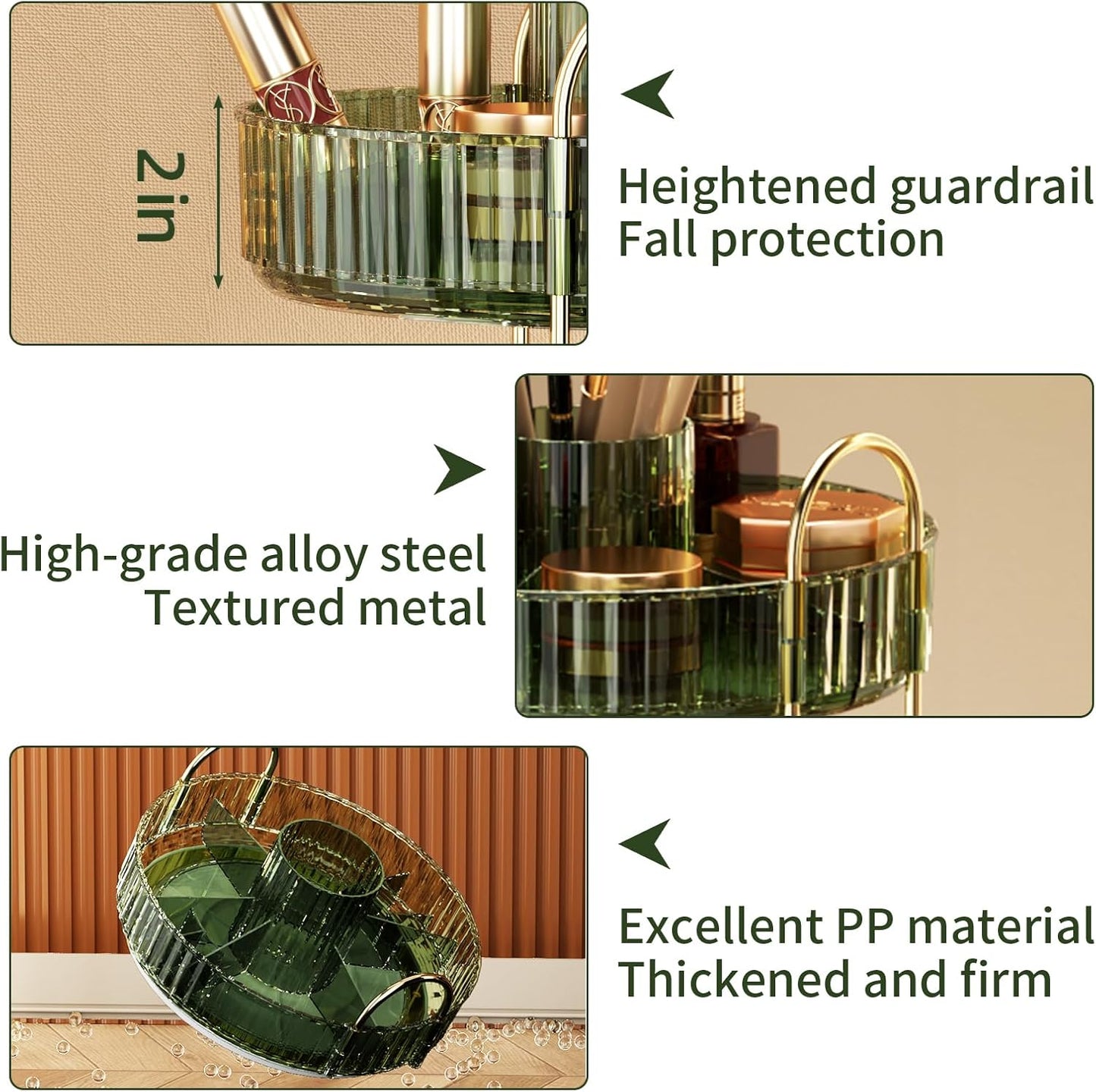 360° Rotating Makeup Organizer, Large-Capacity Skincare Make Up Storage 2 Tier Perfume Organizers Cosmetic Dresser Organizer with Makeup Brush Holder, Fits Bedroom, Bathroom, Vanity Shelf Countertop