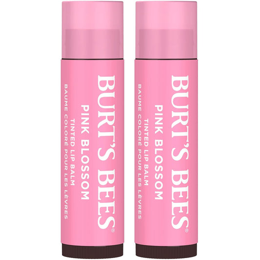 Burts Bees Tinted Lip Balm Pink Blossom; 8 Hour Moisture; Provides a Hint of Color; Nourishing Shea Butter; 100% Natural Origin; 1 Tube; 0.15 Oz. (Package May Vary)