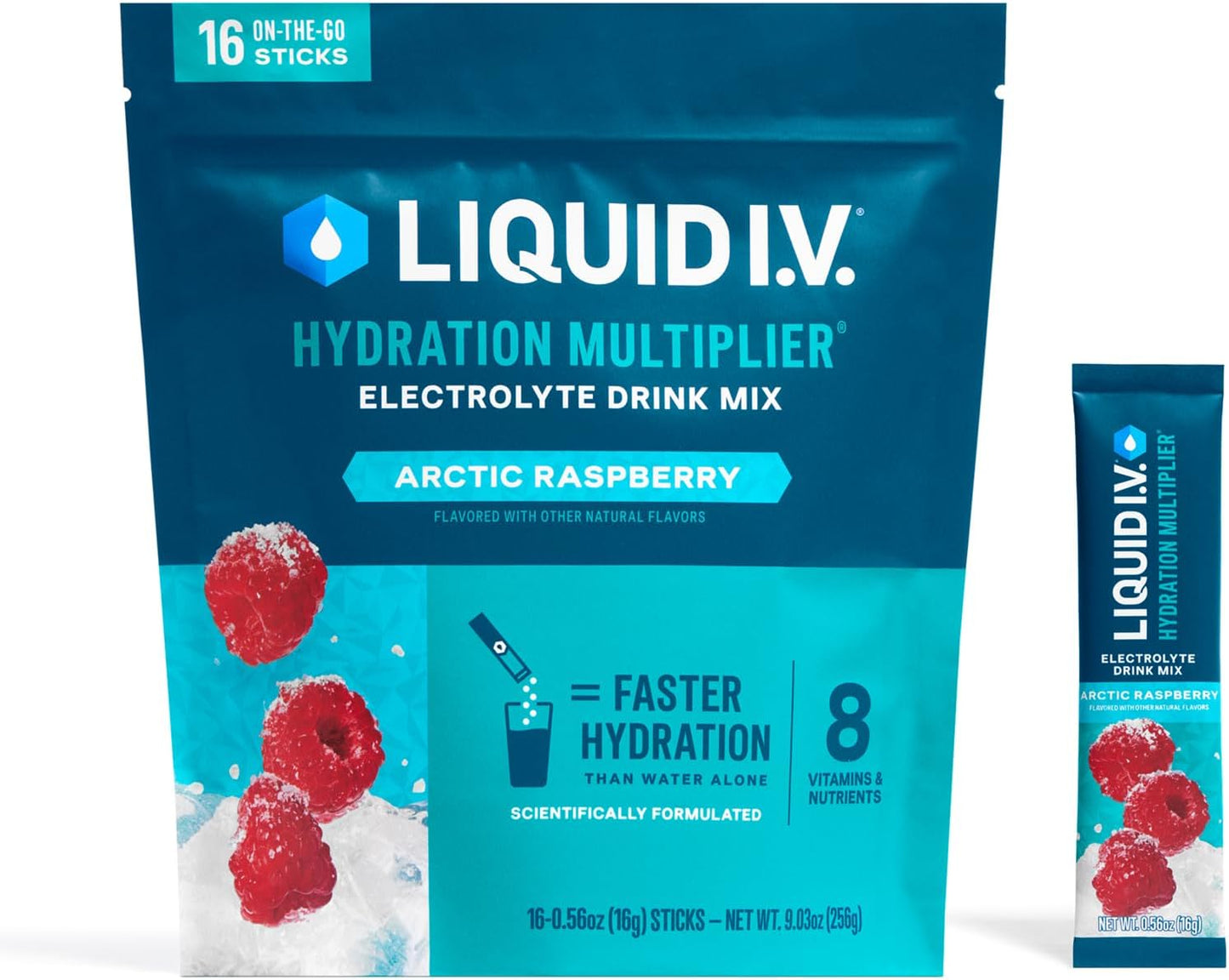 Liquid I.V.® Hydration Multiplier - Arctic Raspberry | Electrolyte Powder Drink Mix | 1 Pack (16 Servings)