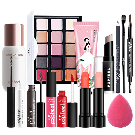 All-in-One Makeup Gift Set Carry All Makeup Kit Women Full Kit With Makeup Bag Lipgloss Lipstick Concealer Blush Foundation Face Powder Eyeshadow Palette Cosmetic Palette #2