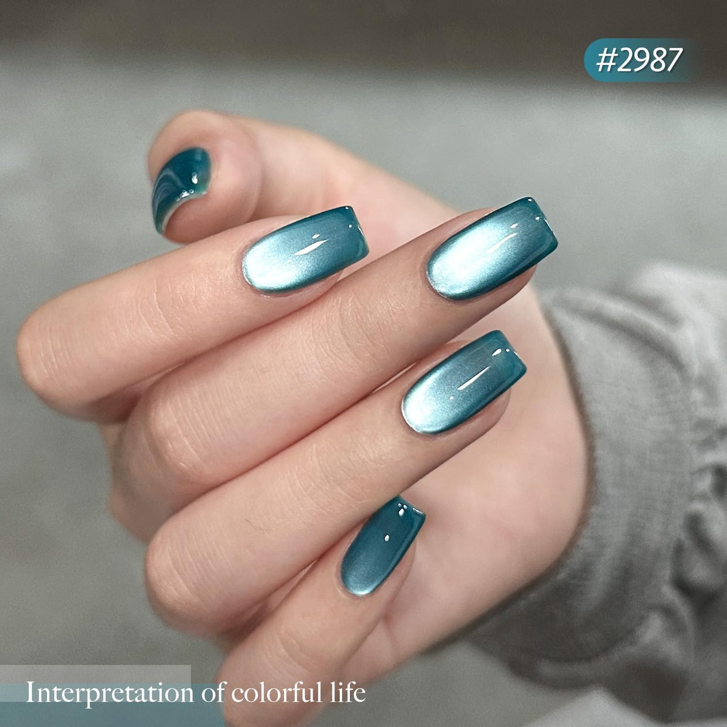 GAOY Blue Cat Eye Gel Nail Polish Set with Magnet for Glitter Holographic Cat Eye, Salon UV Gel Manicure and Nail Art DIY at Home, Tropical Sea