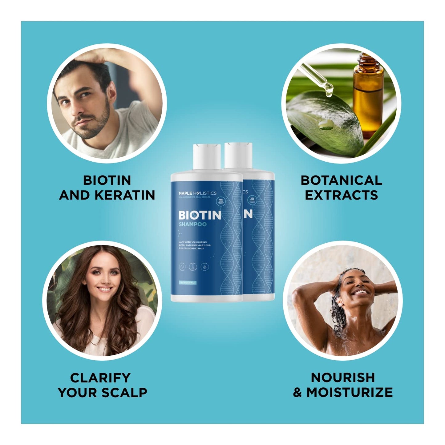 Rosemary and Biotin Shampoo for Thinning Hair - Vegan Volumizing Shampoo for Fine Hair with B Vitamins Argan Oil & Tea Tree Essential Oil - Paraben Silicone and Sulfate Free Vegan Formula (2 Pack)