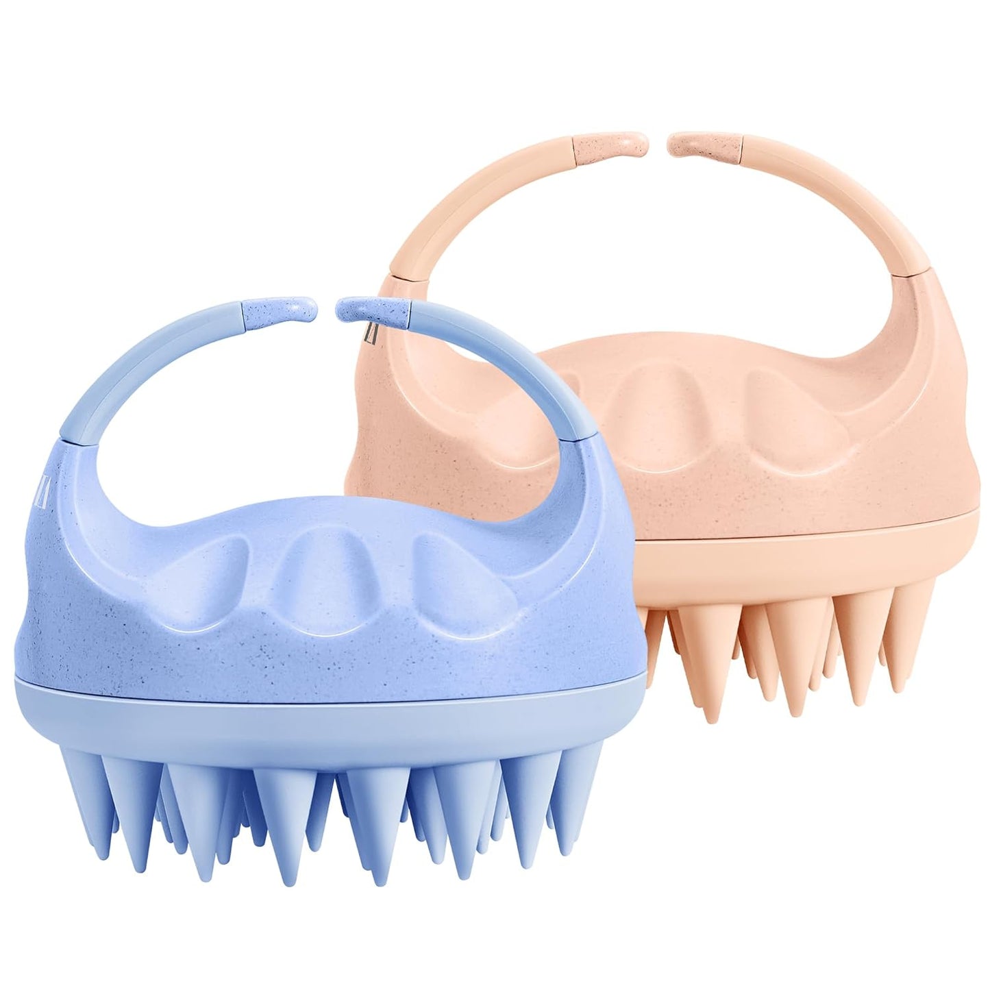 HEETA Silicone Bristles Scalp Scrubber & Massager for Hair Growth, Dandruff Removal & Relaxation - Shampoo Brush with Wet/Dry Hair (Pink & Blue)