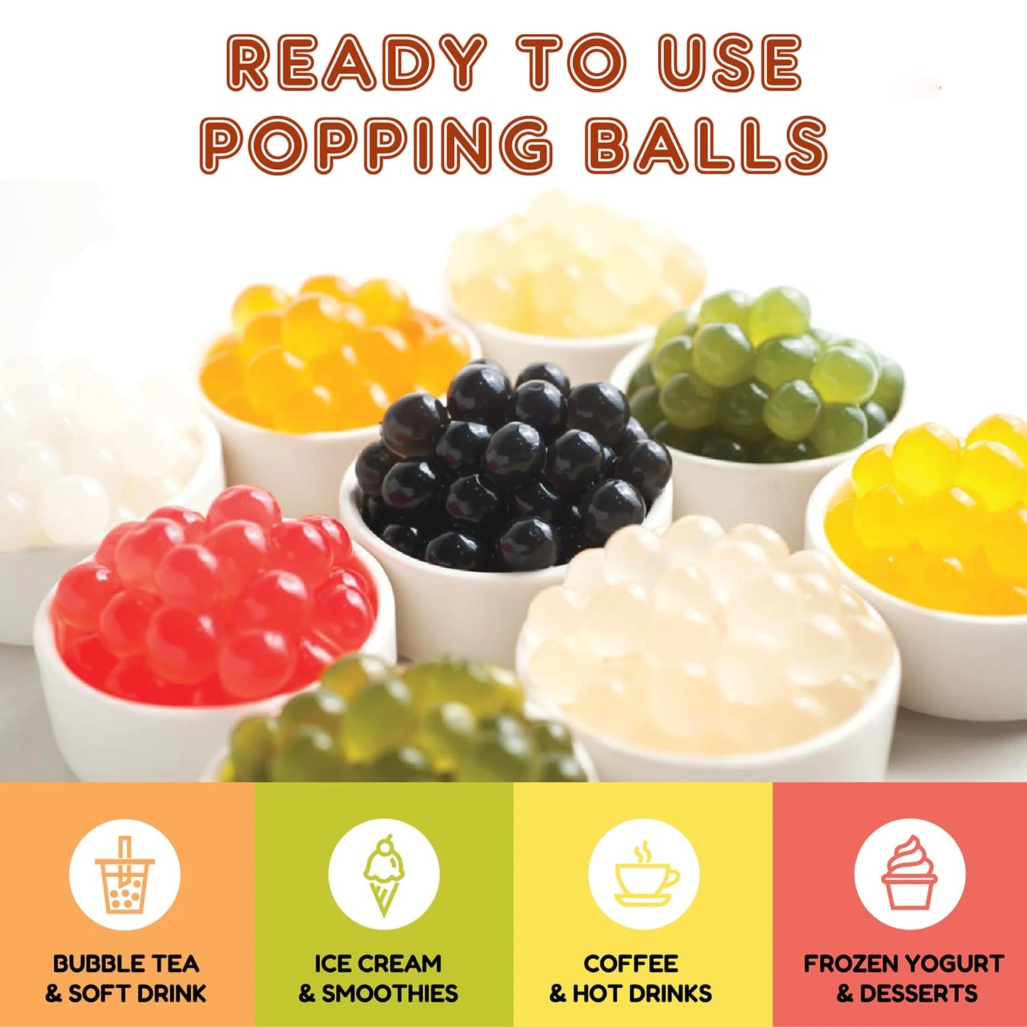 Fanale Peach Popping Boba Pearls, Vegan, Non GMO, Gluten Free, Fat Free, Perfect for Bubble Tea, Smoothies, Ice Cream, Desserts, and Beverages | FPB010