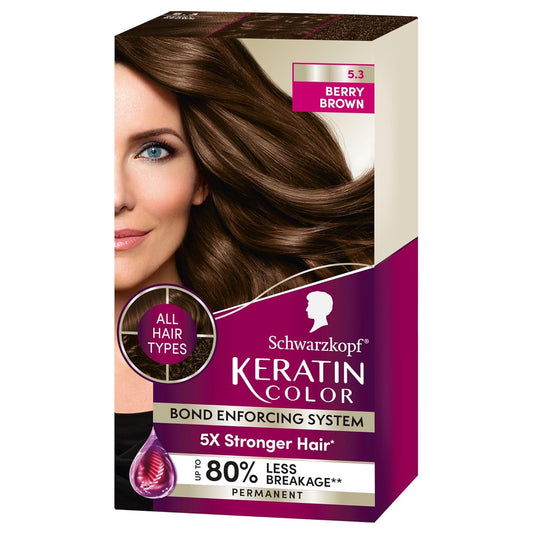Schwarzkopf Keratin Color Anti-Age Hair Color Cream, 5.3 Berry Brown (Packaging May Vary), Pack of 1