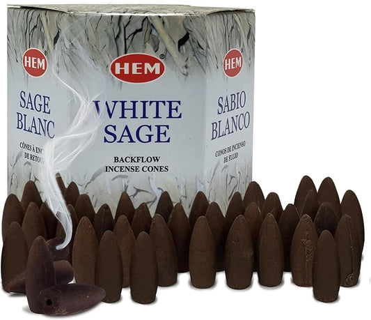TRUMIRI White Sage Backflow Incense Cones For Waterfall And Mat Bundle Inciensos Aromaticos|Incienso|Inciense|Insienso