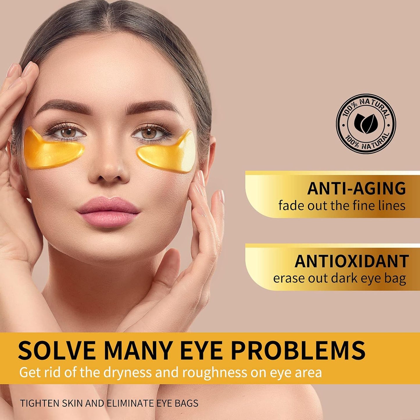 Under Eye Patches, 24K Gold Eye Mask - 12 Pairs, Collagen Eye Patch for Puffy Eyes and Dark Circles and Anti-Aging, Deep Moisturizing Eye Treatment Masks for Women and Men