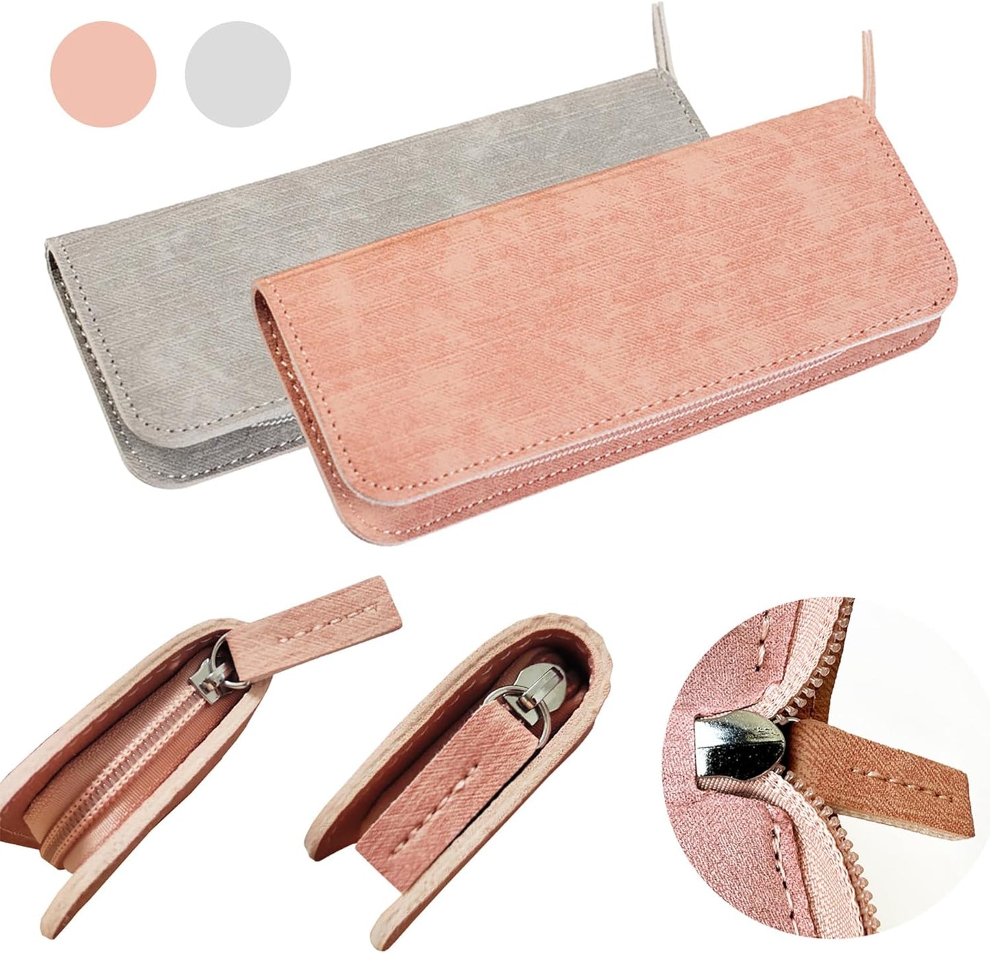 Tweezers Eyelash Extension 5 Pieces Stainless Steel Straight and Curved Professional Set Supplies with a Storage Bag for Lash Tech, Lash Artist Beginner Making Volume Classic Fans(Golden, Pink)