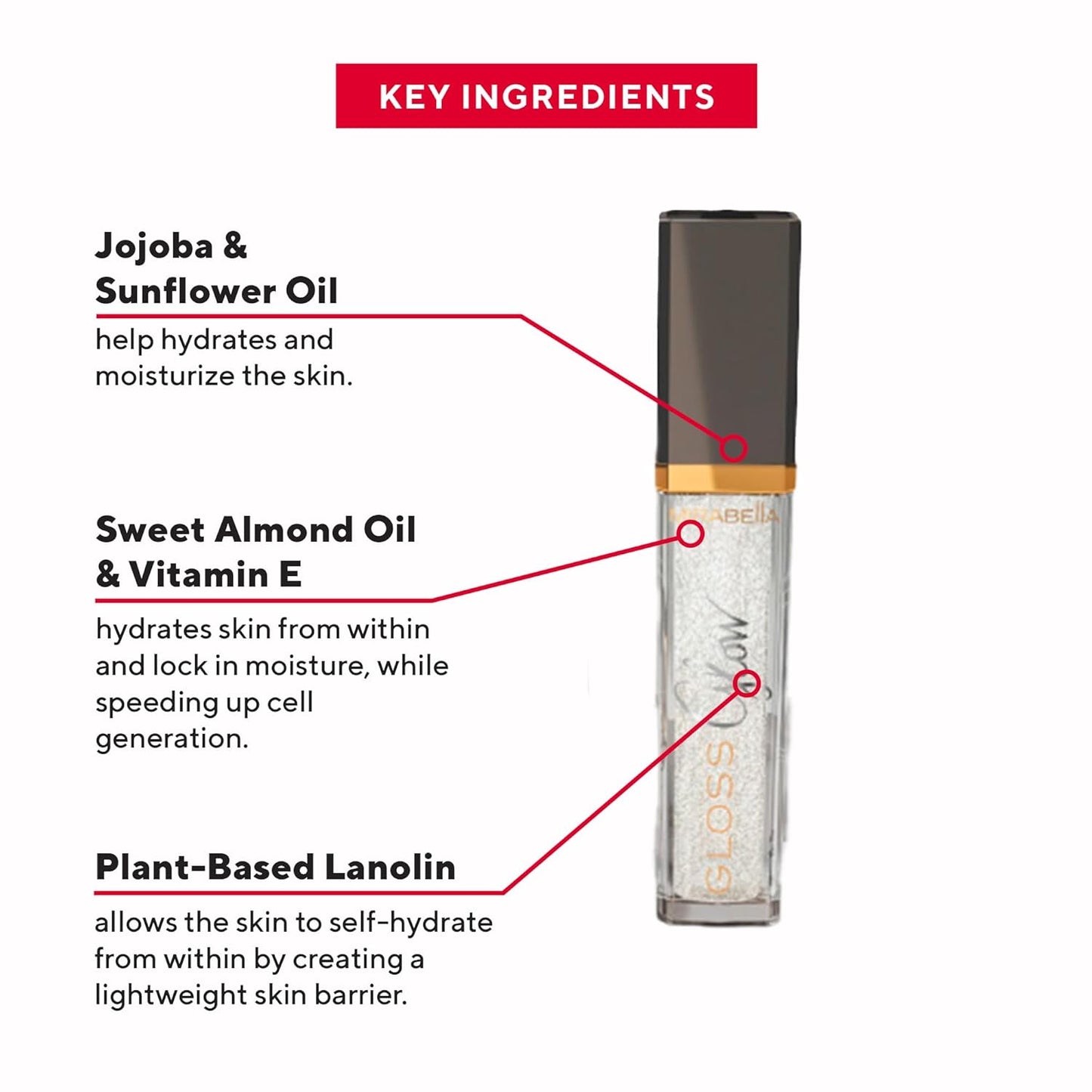 Mirabella Glow Duo, LED Lit Lip Gloss & Hyaluronic Pressed Powder Gift Set - Universal Pressed Powder with LED Light & Mirror - Talc-Free, Paraben & Gluten Free