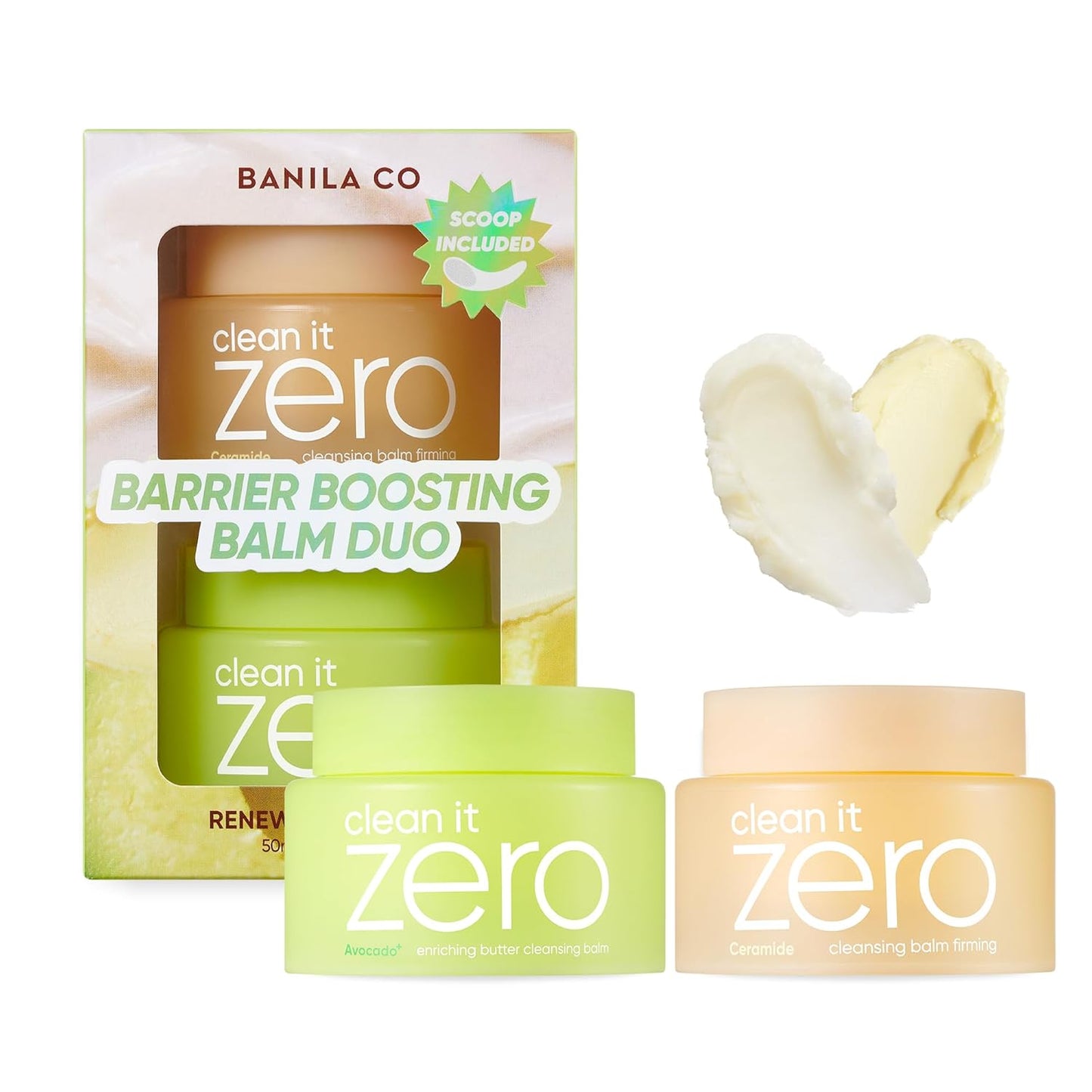 BANILA CO Clean it Zero Barrier Boosting Balm Duo | Enriching Butter & Firming Cleansing Balms for Dry & Sensitive Skin | Hydrating & Skin Barrier Repair (Pack of 2 travel sized balms, 50ml each)