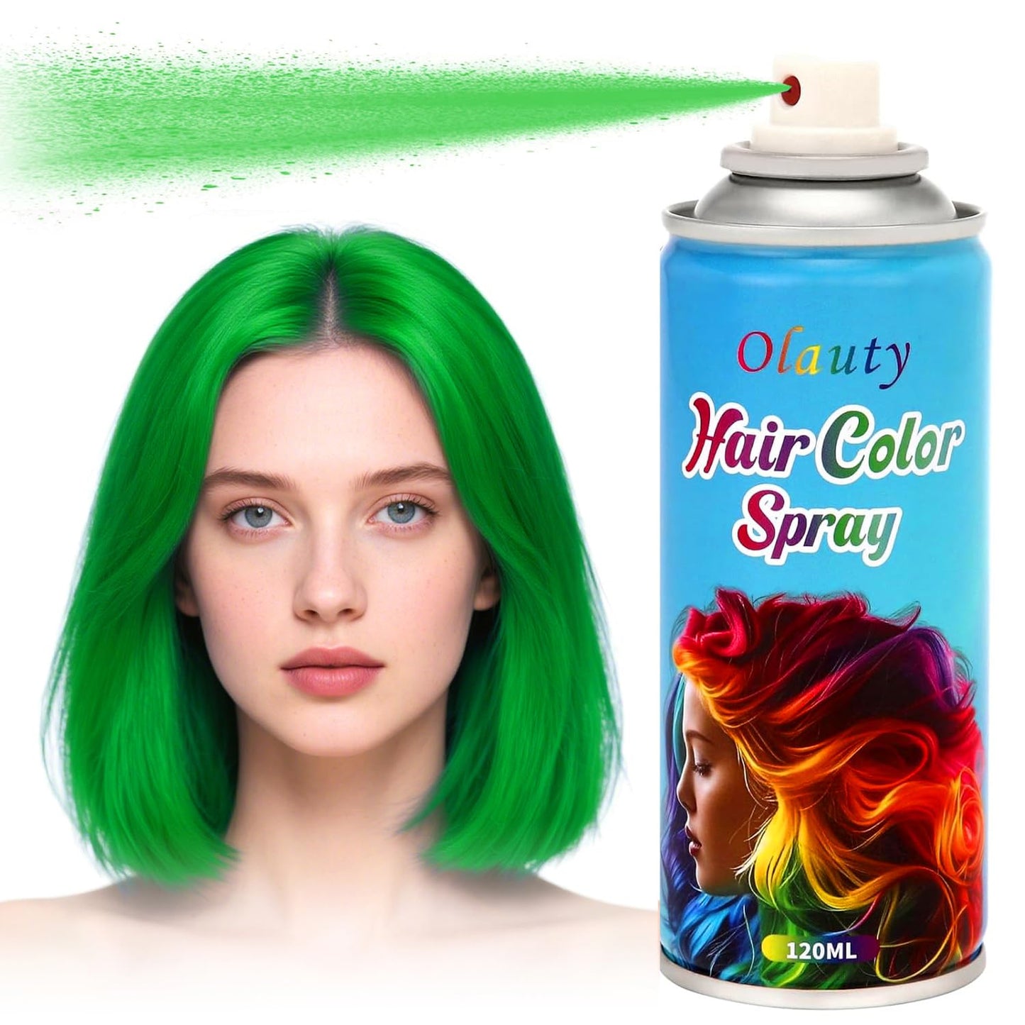 Temporary Hair Dye Spray For Kids Women Men,Washable One-Time Use Hair Color Wax, Green Hair Spray, Non-Sticky Temporary Hair Coloring for Cosplay Party, Halloween DIY Crazy Hair Day (Green)