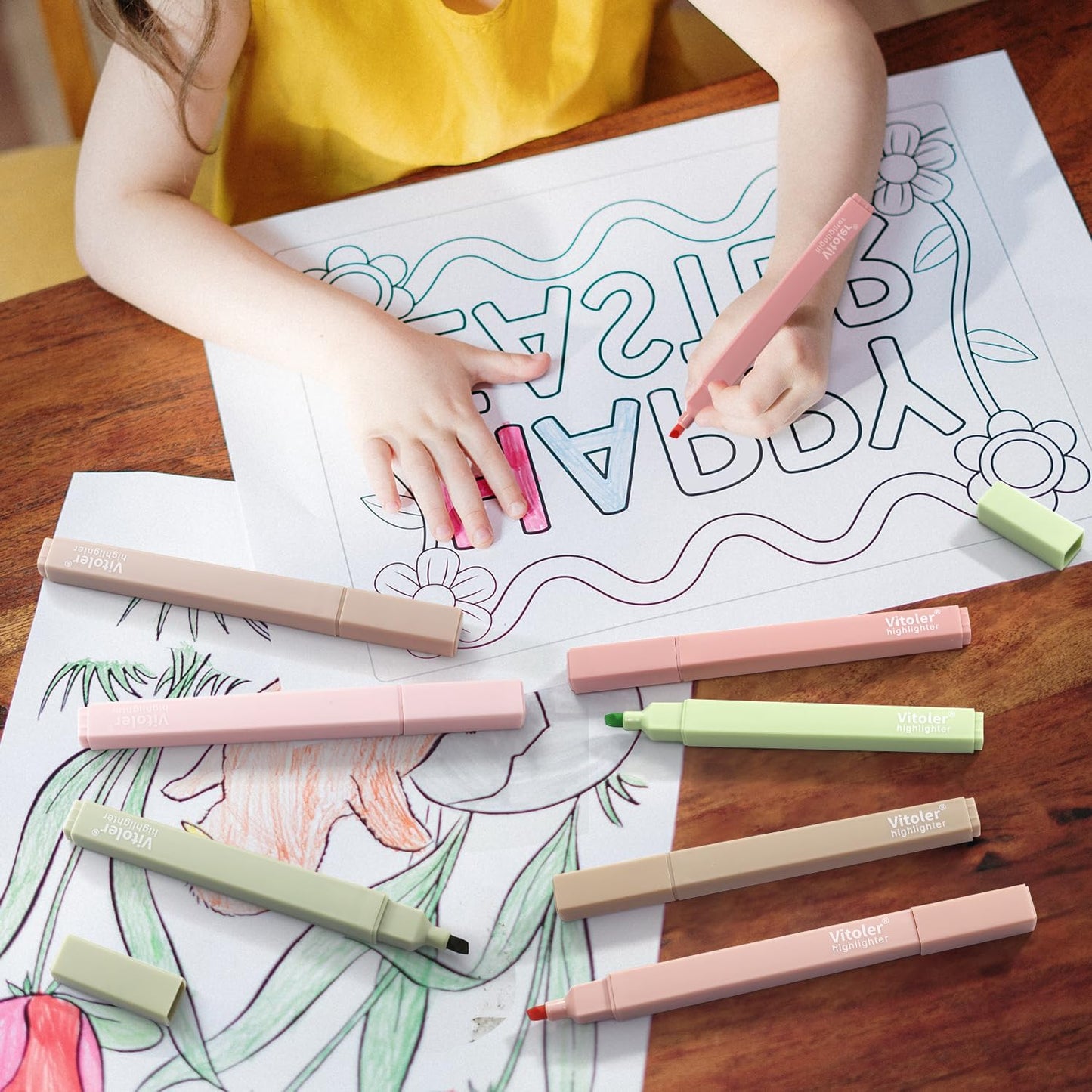 Vitoler Highlighters Assorted Colors,8pcs No Bleed Bible Chisel Tip Highlighters,Aesthetic High lighters for School Office Supplies