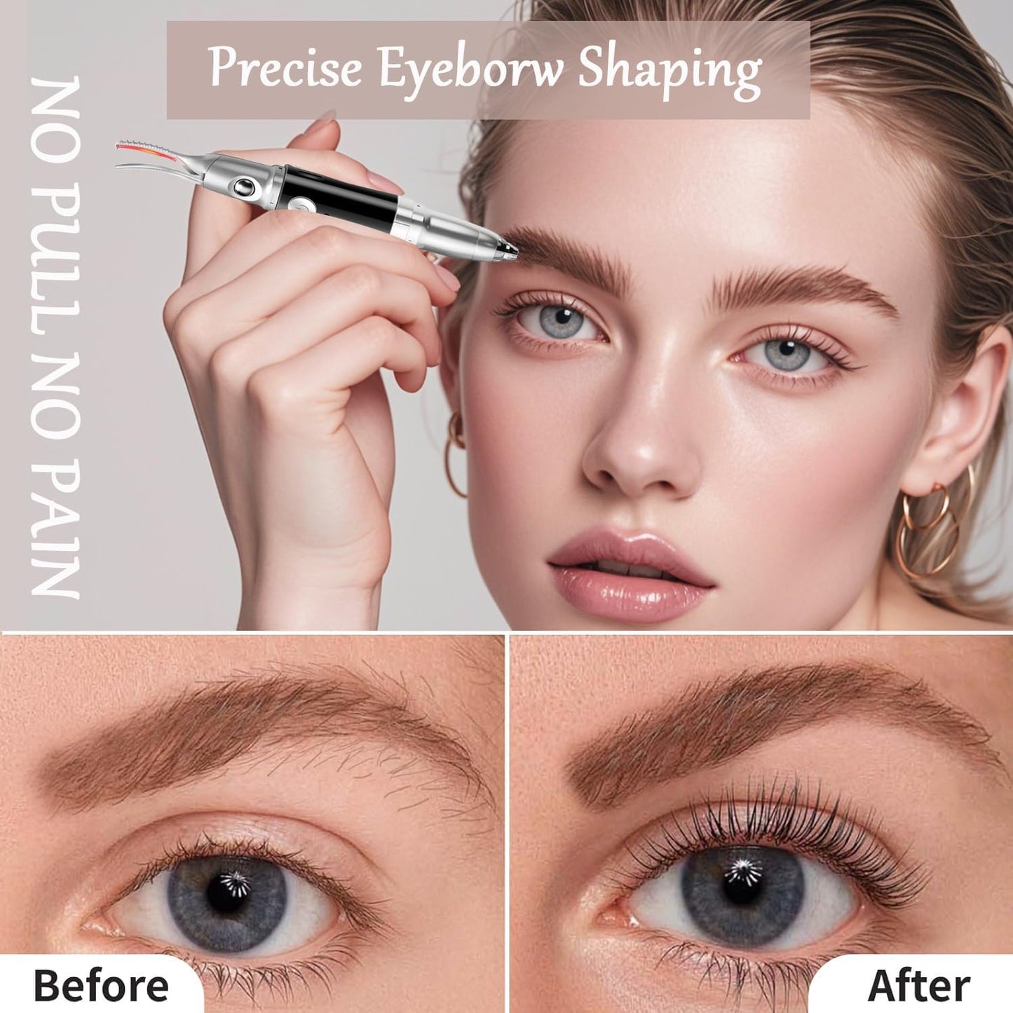 2 in 1 Heated Eyelash Curlers and Eyebrow Trimmer for Women, Electric Eyelash Curler with 2 Temperature Modes Anti-Burn USB Rechargeable Heated Eyelash Curler, Ideal Gift for Women XIN613