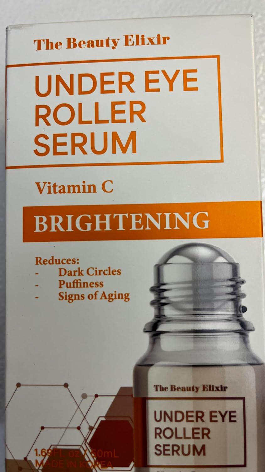 Beauty Elixir Vitamin C Under Eye Roller Serum for Dark Circles and Puffiness - Reduce Wrinkles and Fine Lines, Bags under eyes