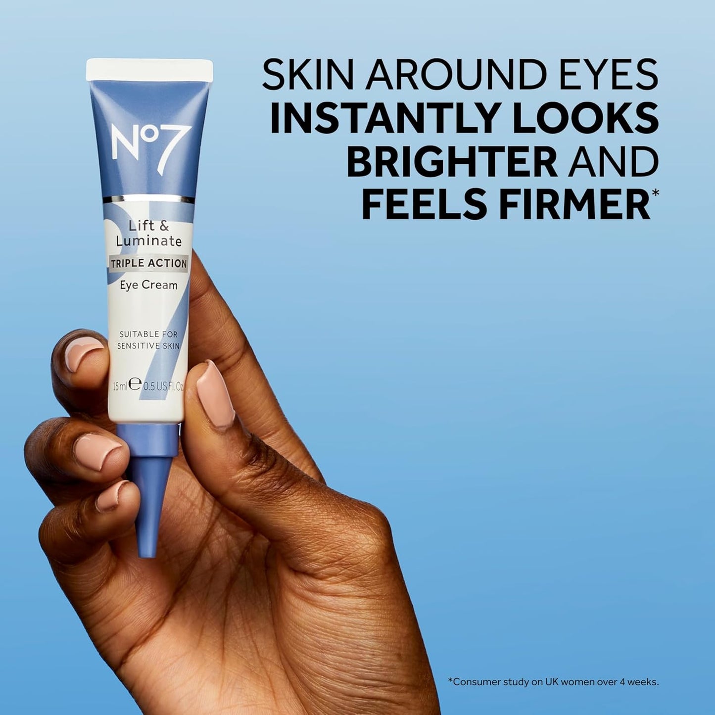 No7 Lift & Luminate Triple Action Eye Cream - Anti-Aging Under Eye Cream for Dark Circles, Puffiness & Wrinkles - Formulated with Vitamin C to Brighten and Refresh Tired Eyes (0.5 Fl Oz)