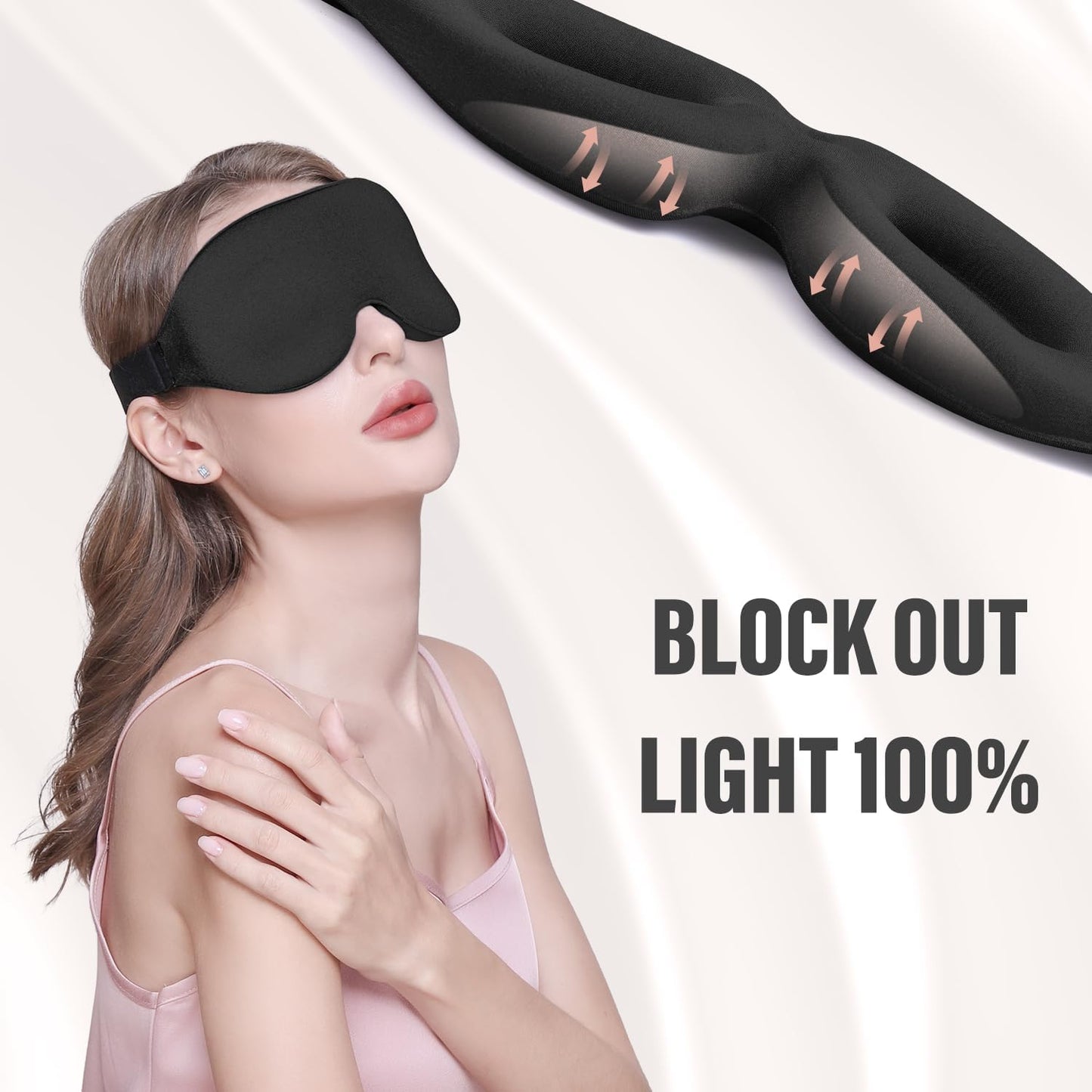 YIVIEW Sleep Mask for Side Sleeper, Complete Light Blocking 3D Sleeping Eye Mask, Soft Breathable Eye Cover for Women Men, Relaxing Zero Pressure Night Blindfold