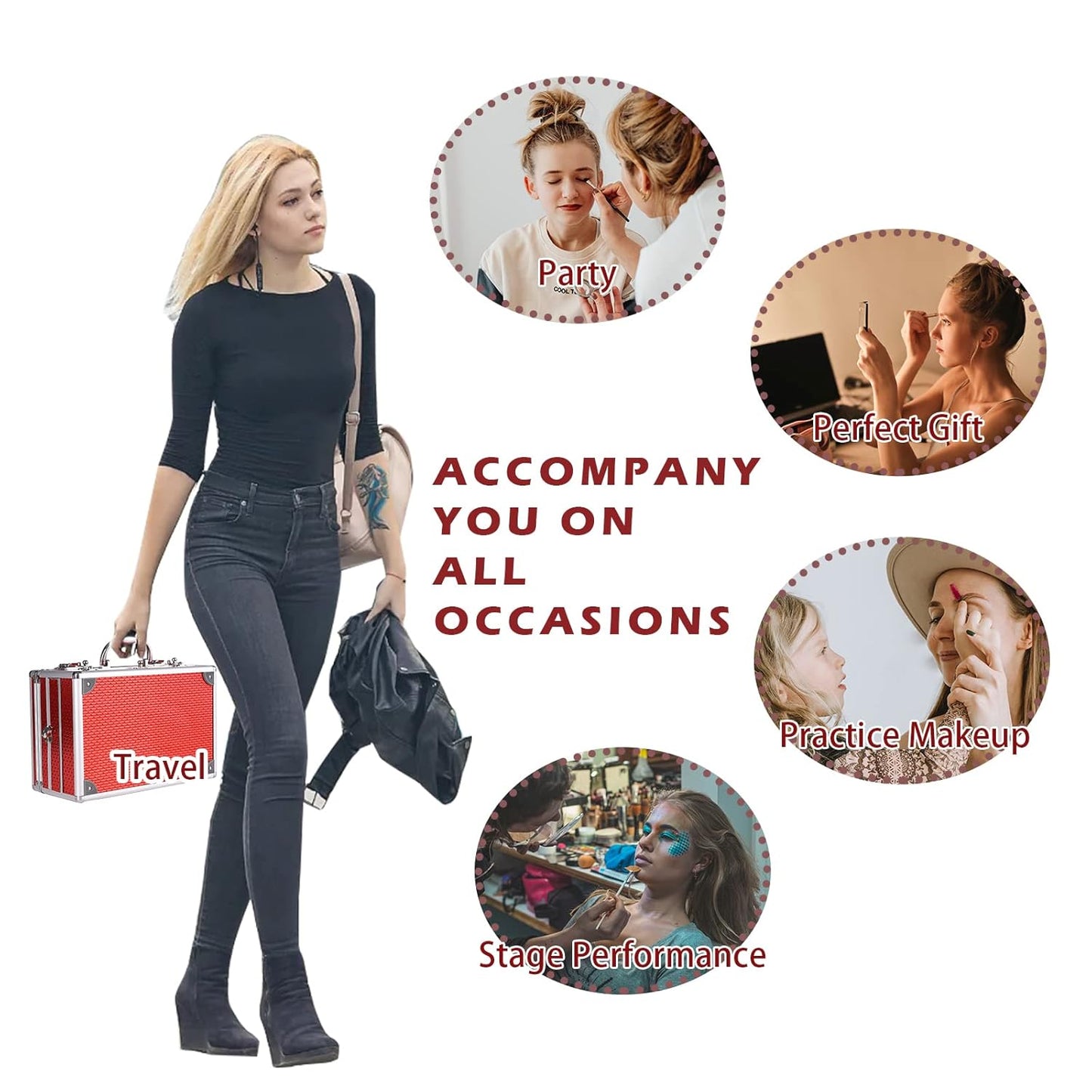 All in One Makeup Kit for Teens, 106 Pcs Professional Makeup Kit for Women Full Kit, Include Eyeshadow Palette, Lipstick Set, Concealer, Foundation, Lipgloss, Makeup Brush(Silver)