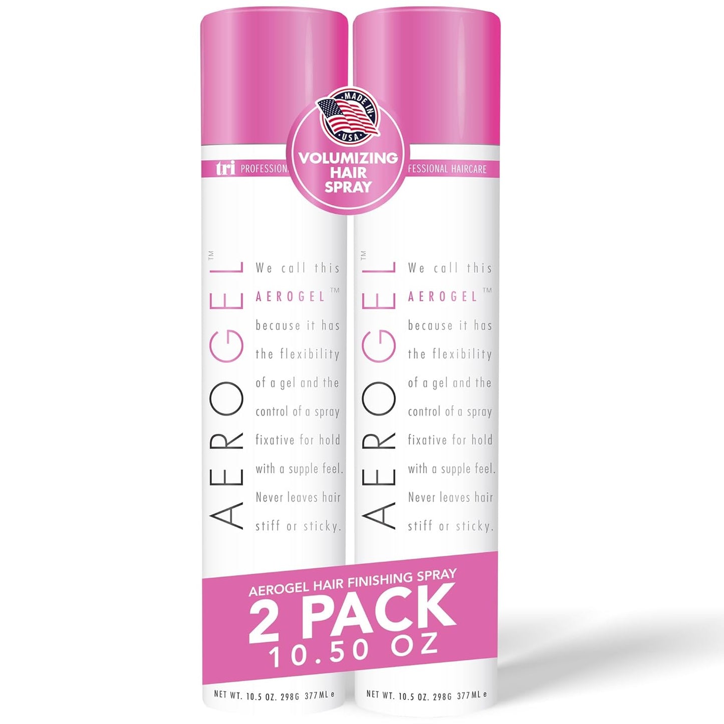 TRIDESIGN Aerogel Hairspray - Strong Hold Hair Finishing Spray for Volumizing & Control, Flexible Styling for All Hair Types, Non-Sticky and Scented - For Women and Men - Pack of 2 (10.5 Oz)