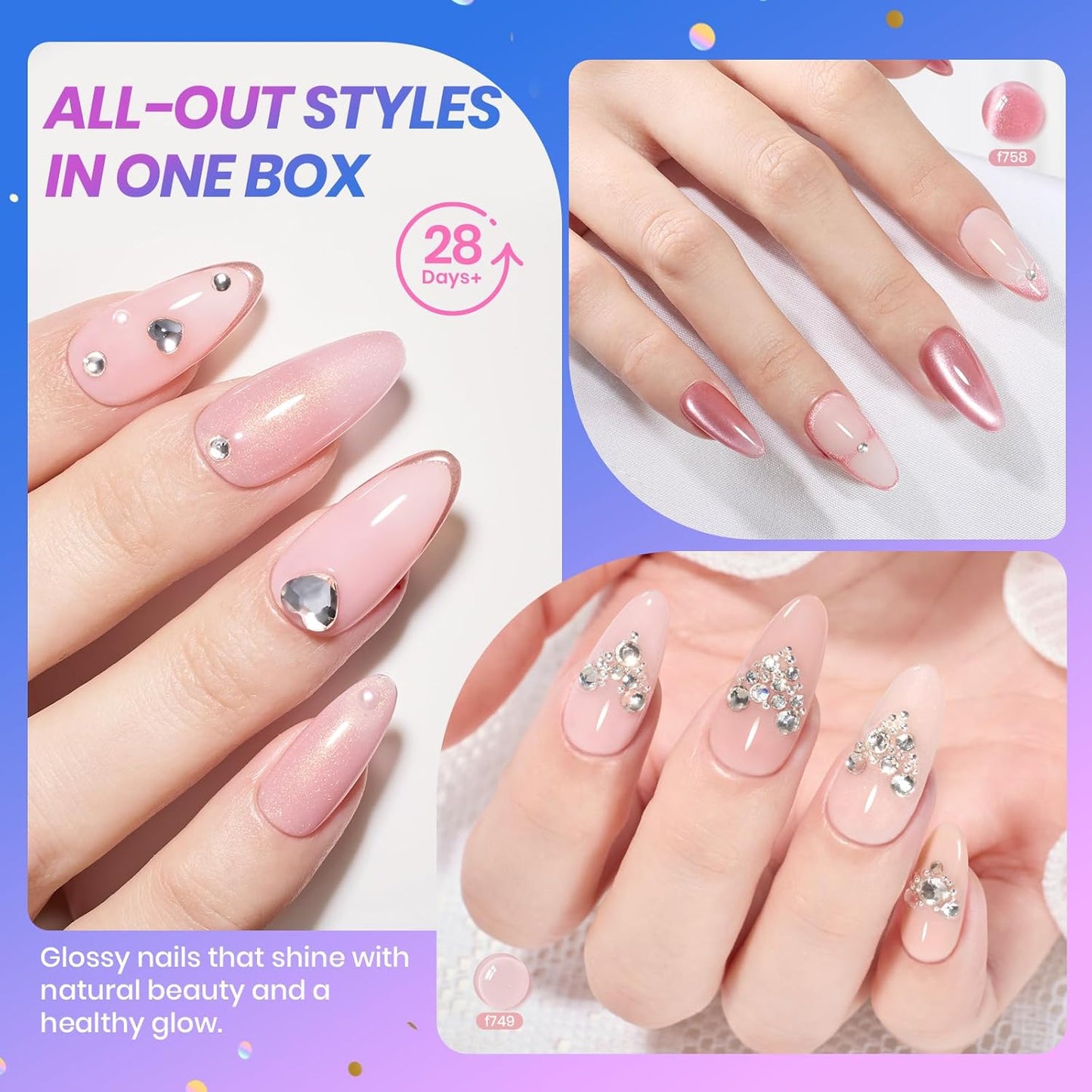 Beetles Jelly Gel Nail Polish Set - Gift Box Nude Sands Collection 75 PCS 20 Colors Jelly Nail Polish Kit Nude Pink Milky White Glitter Silver Cat Eye Base Glossy Matte Top Coat Gift for Women