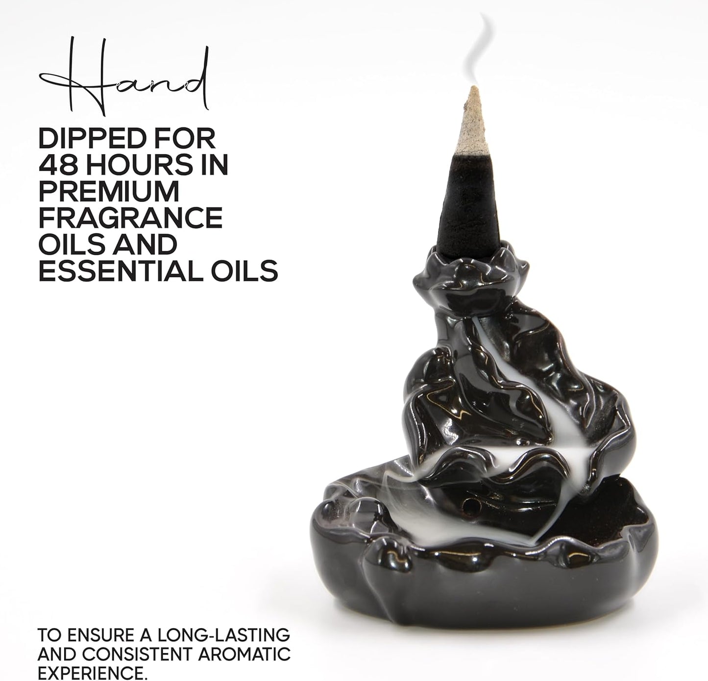 Sandalwood Charcoal Incense Cones 2" TOPLOW - 60 Pack Bulk - Natural Scented Cones Handmade Hand Dipped