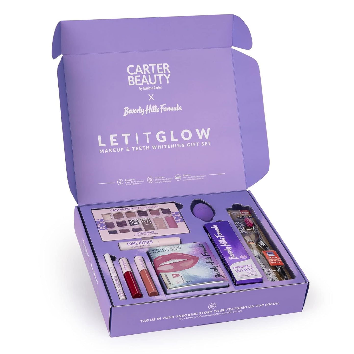 Carter Beauty Let It Glow Make Up and Teeth Whitening Set for Women 10 Pc