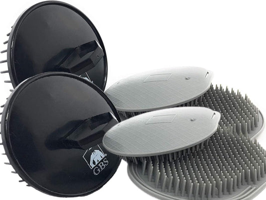 G.B.S Head Shampoo Scalp Massager Brush and Soft Palm Pocket Comb for All Hair Types, Pack of 6 (2 Black and 4 Gray)