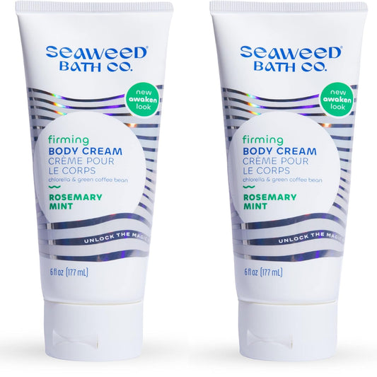 Seaweed Bath Co. Firming Body Cream - Rosemary Mint - Hydrating Hand and Body Lotion with Hyaluronic Acid - Toning Skin Moisturizer for Dry Skin - 6 oz (Pack of 2)