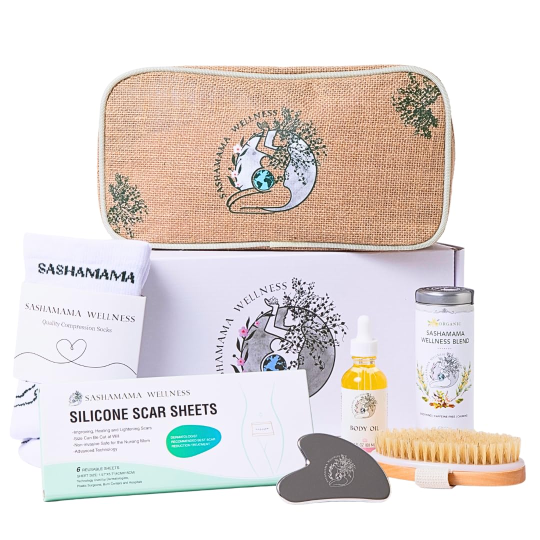 Luxury Baby Shower Gifts- Pregnancy Gift Box for First Time Moms- Pregnancy Must Haves - PostPartum Recovery Care- Postpartum Essentials - Prenatal and PostPartum Gift - Sashamama Gifts for mom