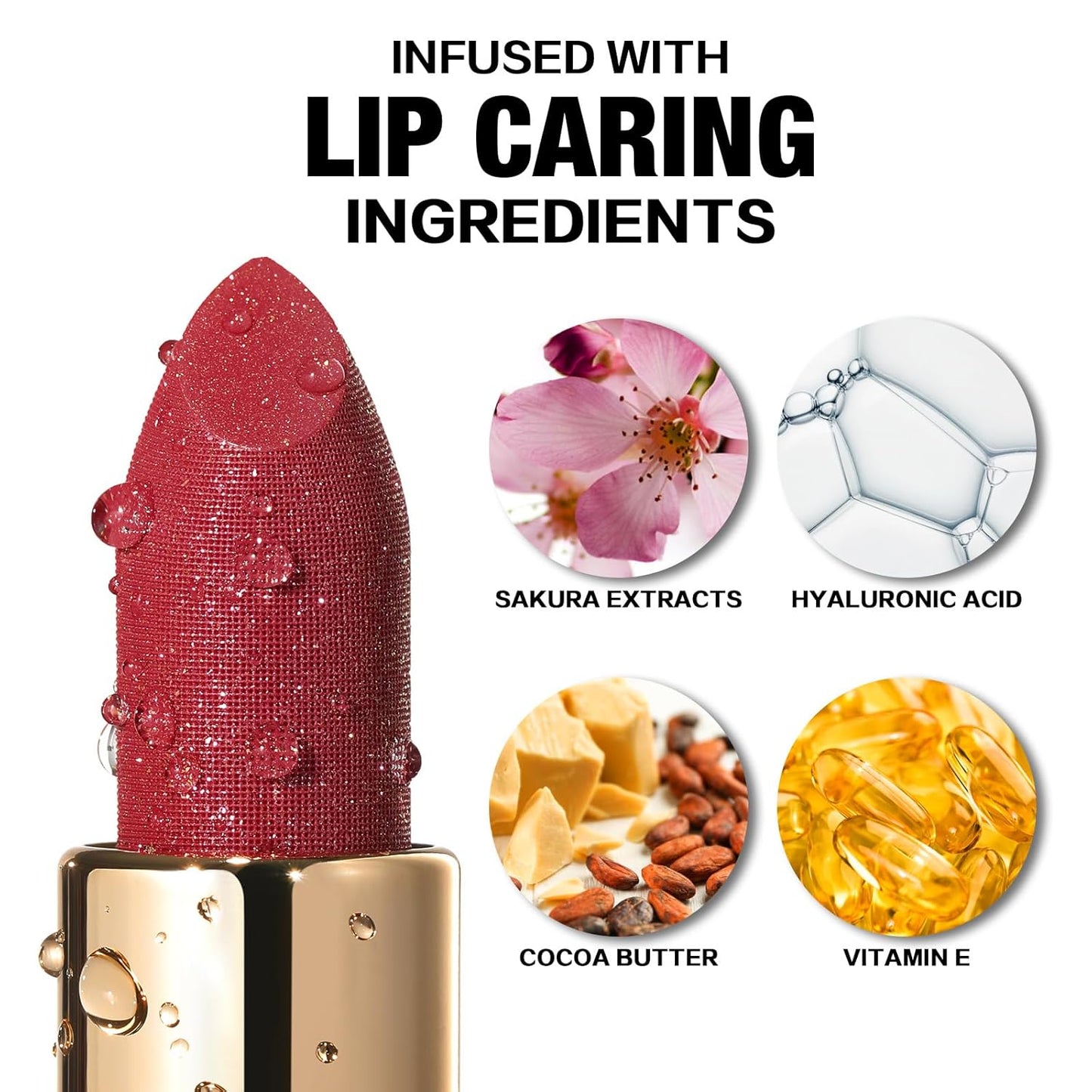 FOCALLURE Glisten Opal Shine Lipstick, High Impact Lip Color, Moisturizing Tinted Lip Balm, Lightweight & Hydrating Formula for Lip Care, KILLER QUEEN