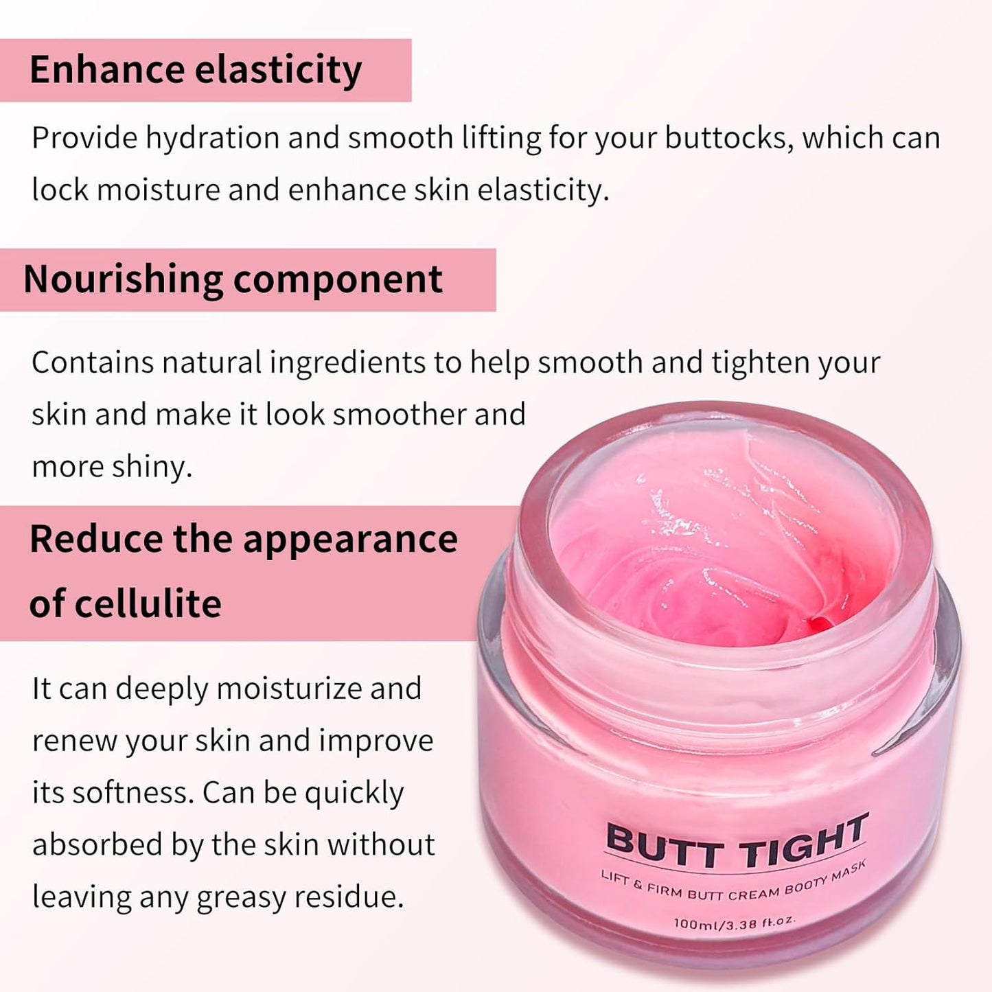 Butt Tight Lift Cream，Hip Firming Lifting and Firming Cream,Significantly Tighten the Leg Skin, Lift and Tighten the Body Cream to help Reduce the Appearance of Cellulite