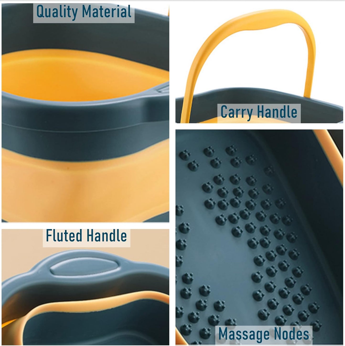 Collapsible Foot Bath Basin Tub for Soaking Feet, Plastic Foldable Foot Spa Bucket Tools with Handle and Massager Acupoint for Camping Travel