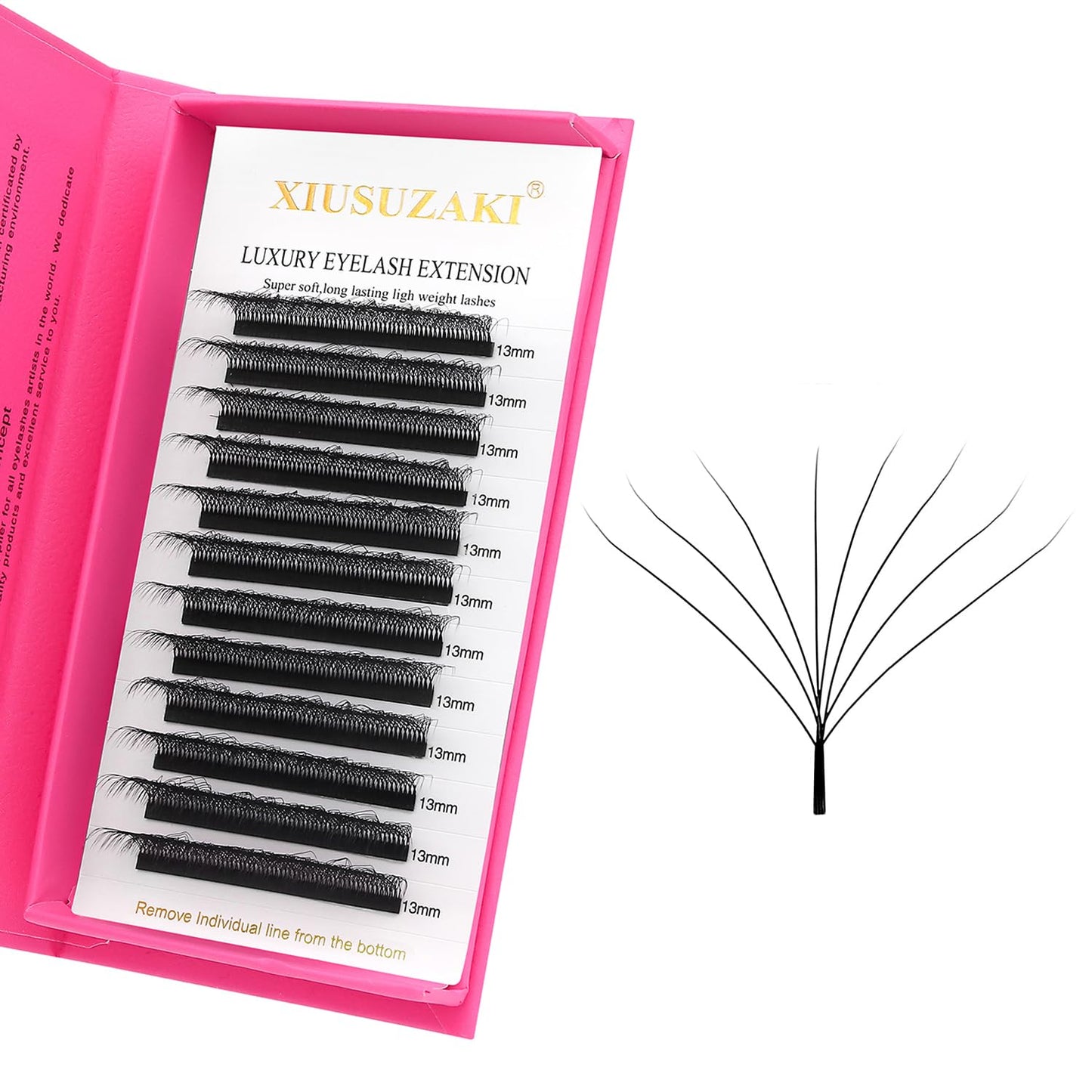 W Lash Extensions Supplies 8D Eyelash Extensions W Shape 0.07mm Thickness C Curl 10mm Premade Fans Easy Fan Lashes Volume Matte Black 12 Rows Crisscross Eye Lashes(W-8D-0.07-C,10mm)