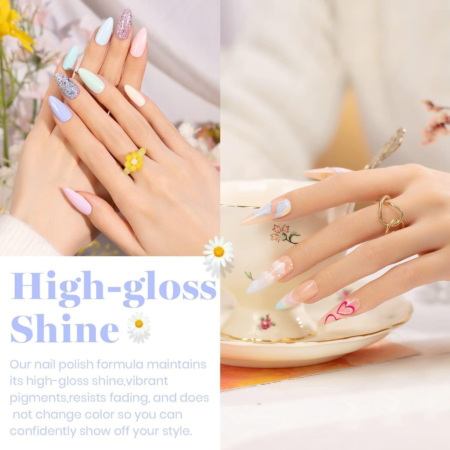 Beetles Pink Gel Nail Polish Set, 20 Color Macaron Colors Bright Pink Green Pastel Nail Polish Kit with Base Gel Glossy & Matte Top Coat Soak off Uv Nail Art Halloween Gifts for Women