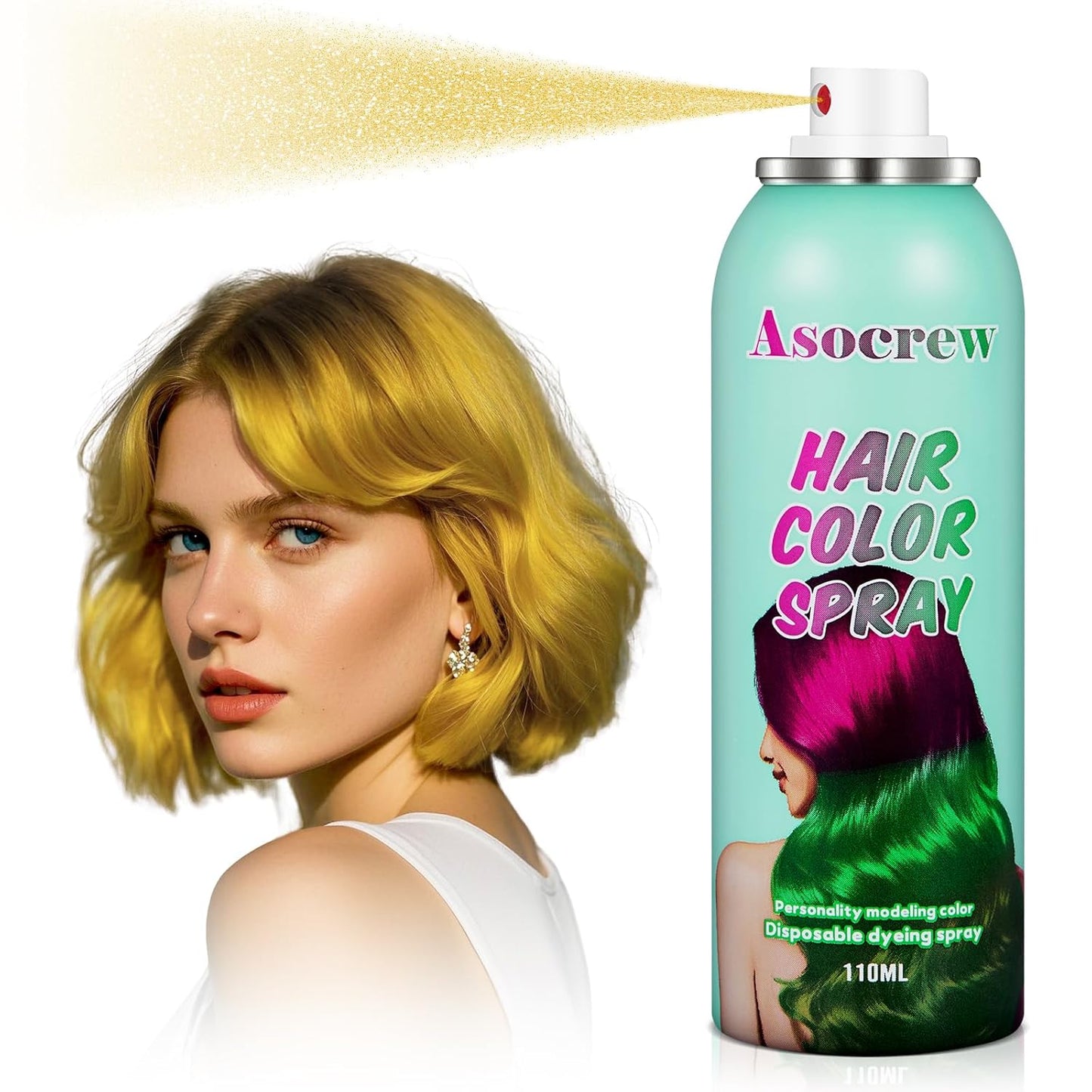 Gold Hair Spray,Hair Color Spray Dye,Blonde Temporary Hair Color Spray for Kids Women,Hair Color Dye Pomades,Washable Gold Hair Color Spray Natural Cream for Party,Halloween,Cosplay(Blonde)