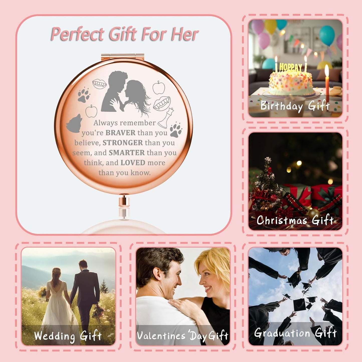 MYOSPARK Twilight Movie Compact Makeup Mirror Edward and Bella Fans Gift Vampire Fans Gift Movie Inspired Gift Fandom Gift (Twilight AMirror)