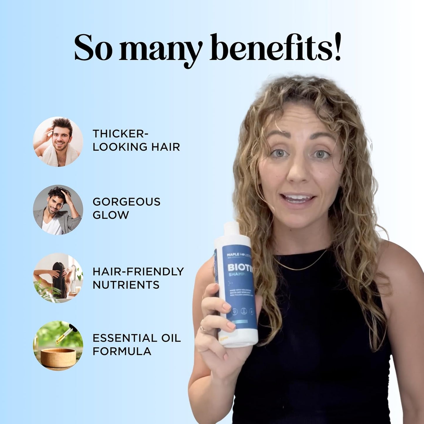 Rosemary and Biotin Shampoo for Thinning Hair - Vegan Volumizing Shampoo for Fine Hair with B Vitamins Argan Oil & Tea Tree Essential Oil - Paraben Silicone and Sulfate Free Vegan Formula (8 Fl Oz)