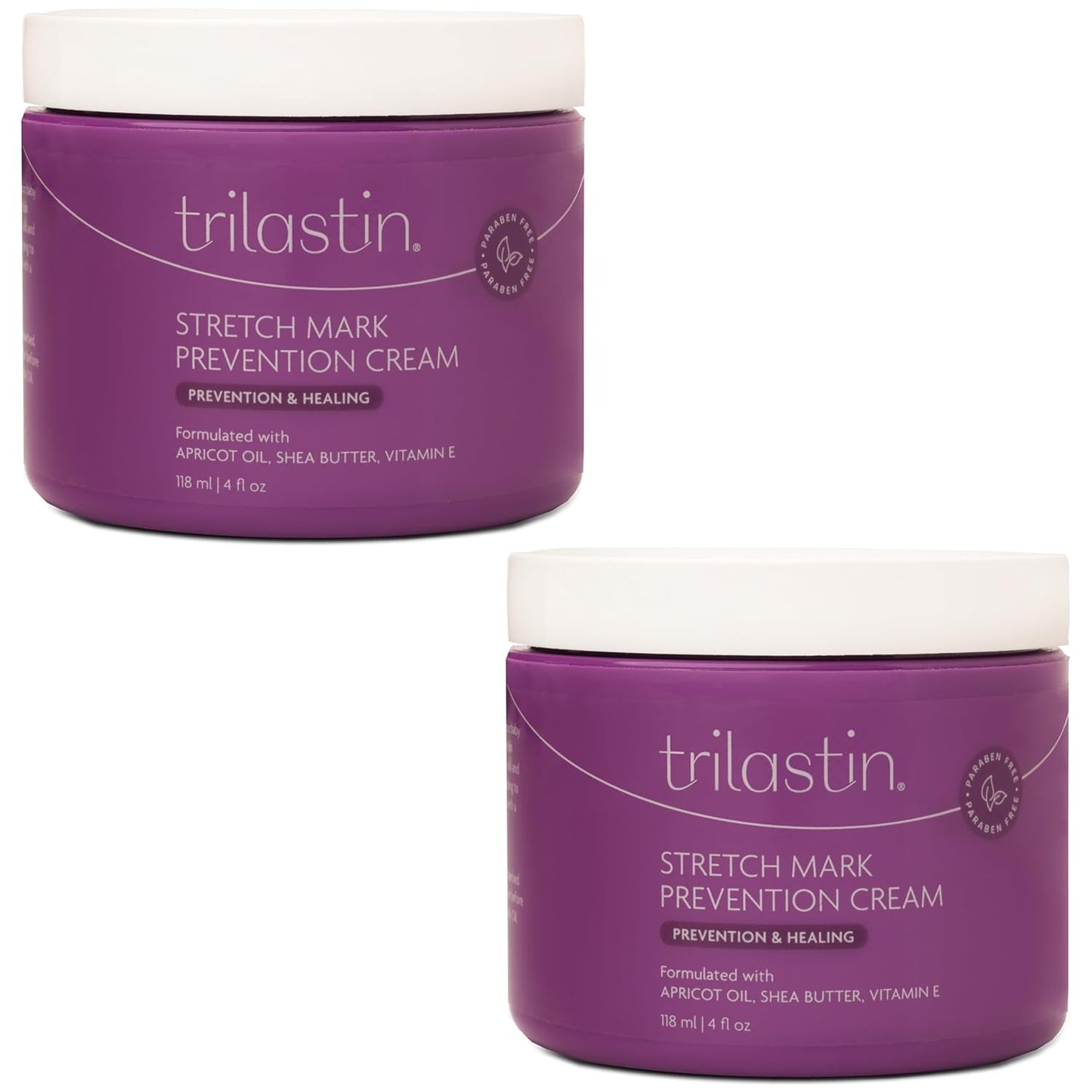 TriLASTIN Maternity Stretch Mark Prevention Cream (4oz) | Hypoallergenic and Paraben-Free | Pregnancy Must Haves | Stretch Mark Cream for Pregnancy | Scar and Stretch Mark Remover Cream (2 Pack)