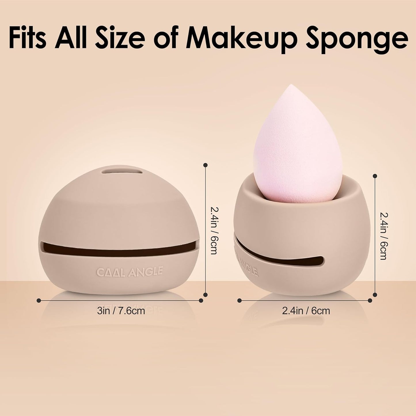 Makeup Sponge Holder Silicone Beauty Sponge Holder Makeup Blender Case for Travel 2 in 1 Stand Storage For Quick Drying Khaki